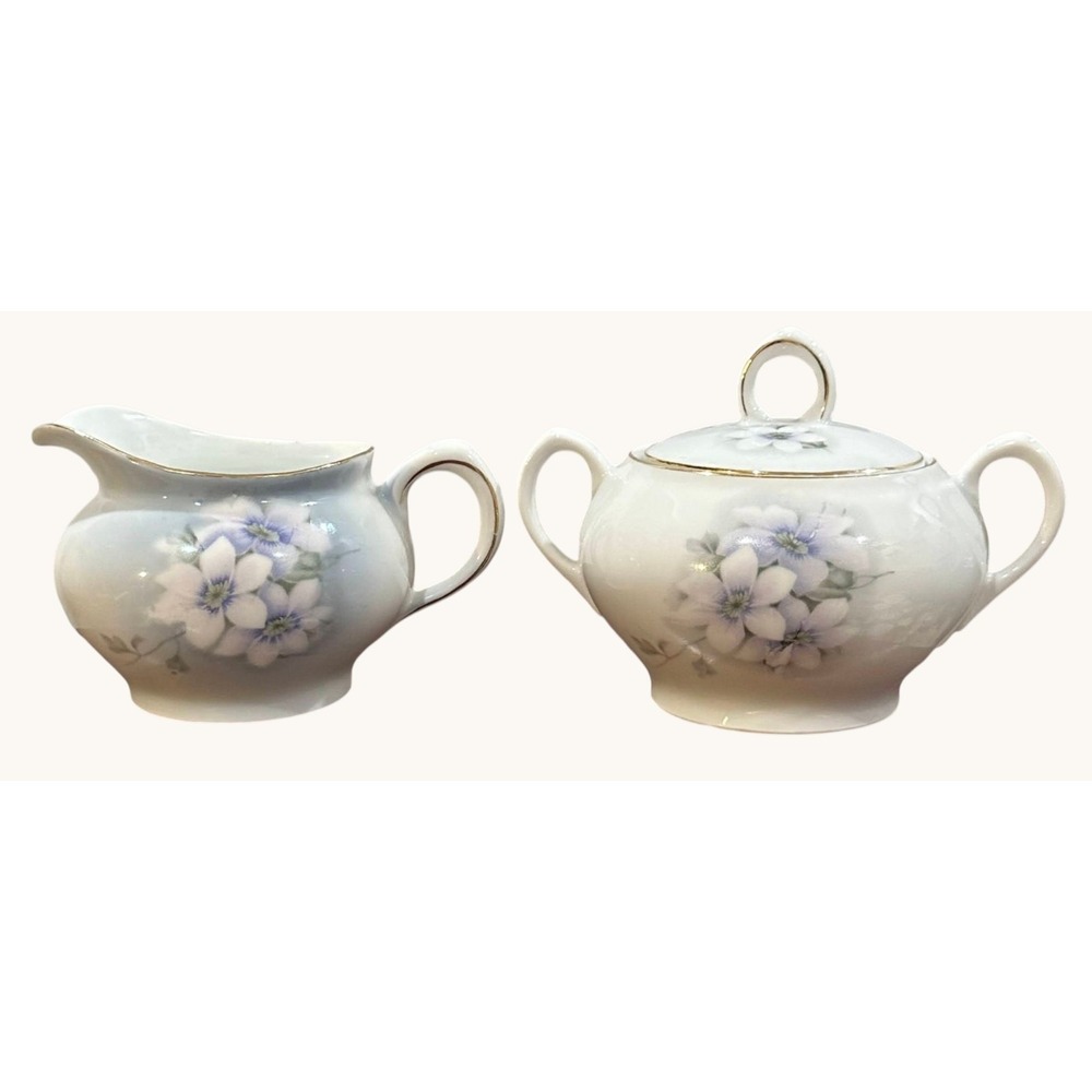 Vintage Z.S. & Co Bavaria Creamer and Sugar Bowl Set Floral Hand Painted
